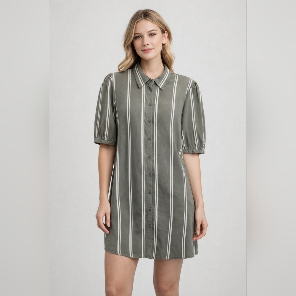 2/$20 BB Dakota Olive Striped Midi Dress